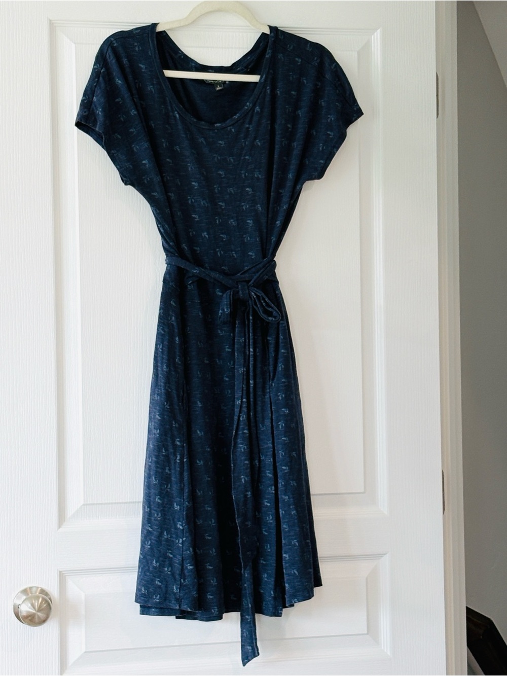 Toad&Co Navy Short-Sleeve Tie-Waist Midi Dress